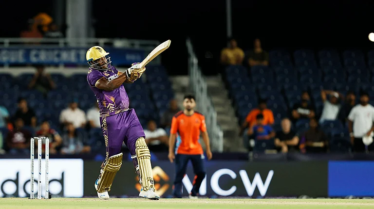 Los Angeles Knight Riders' Andre Russell batting in MLC 2024. - Photo: X/ @LA_KnightRiders